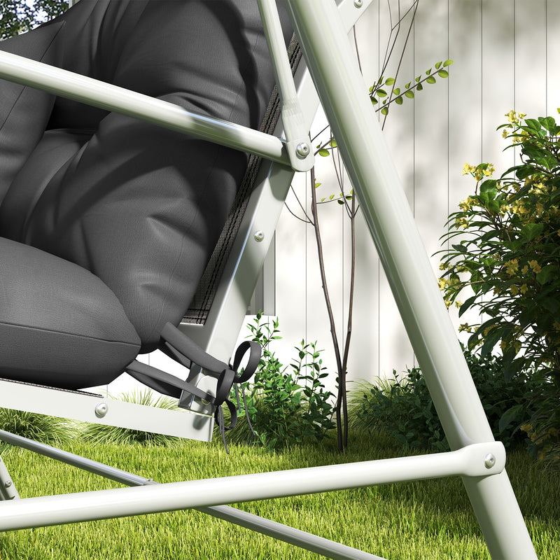 Charcoal Grey Garden Chair Cushion Set with Pillows and Ties (Cushions Only)