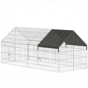 Outdoor Rabbit Run With Shaded Canopy for Safe and Easy Garden Time Black Silver Pawhut