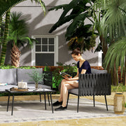 Light Grey 4 Seater Rattan Patio Furniture Set with Cushions by Outsunny