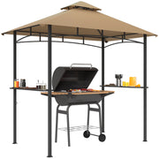 Khaki 2.5M Double Tier BBQ Gazebo Shelter with Grill Canopy for Patio or Deck by Outsunny
