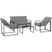 4 Piece Patio Dining Set with Cushions in Black and Light Grey by Outsunny
