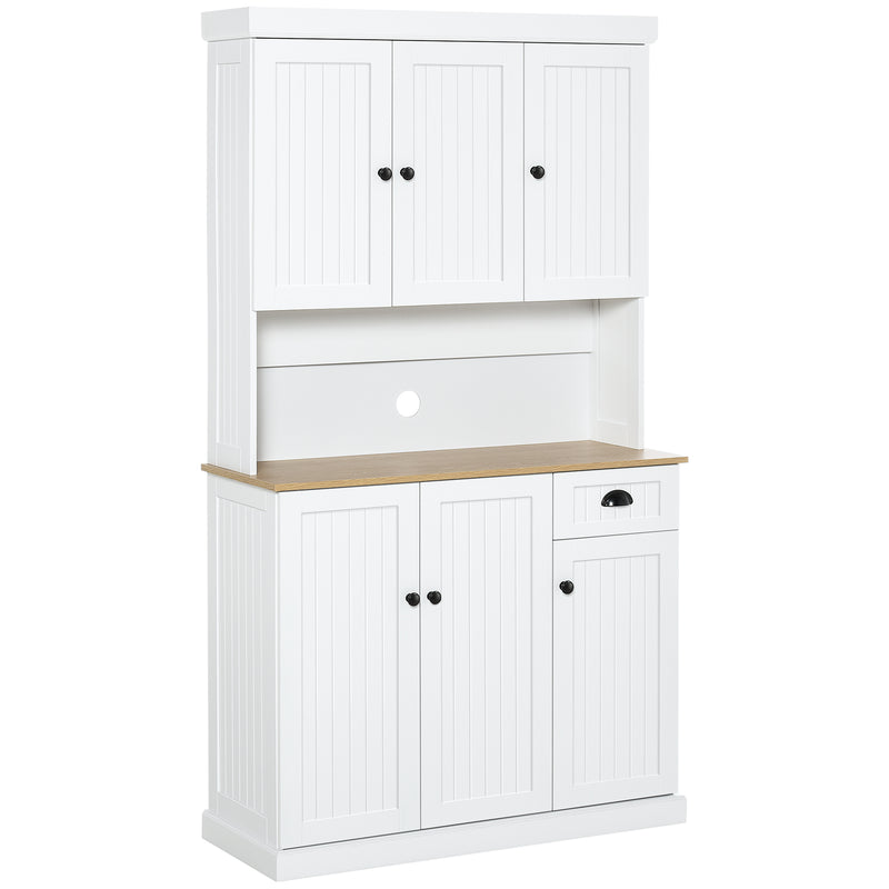 Freestanding Kitchen Storage Cabinet with Open Countertop and Drawer 180cm White