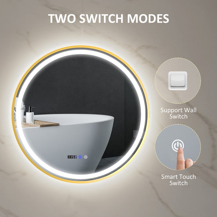 80cm Gold Tone LED Bathroom Mirror With Anti-Fog Function by HOMCOM