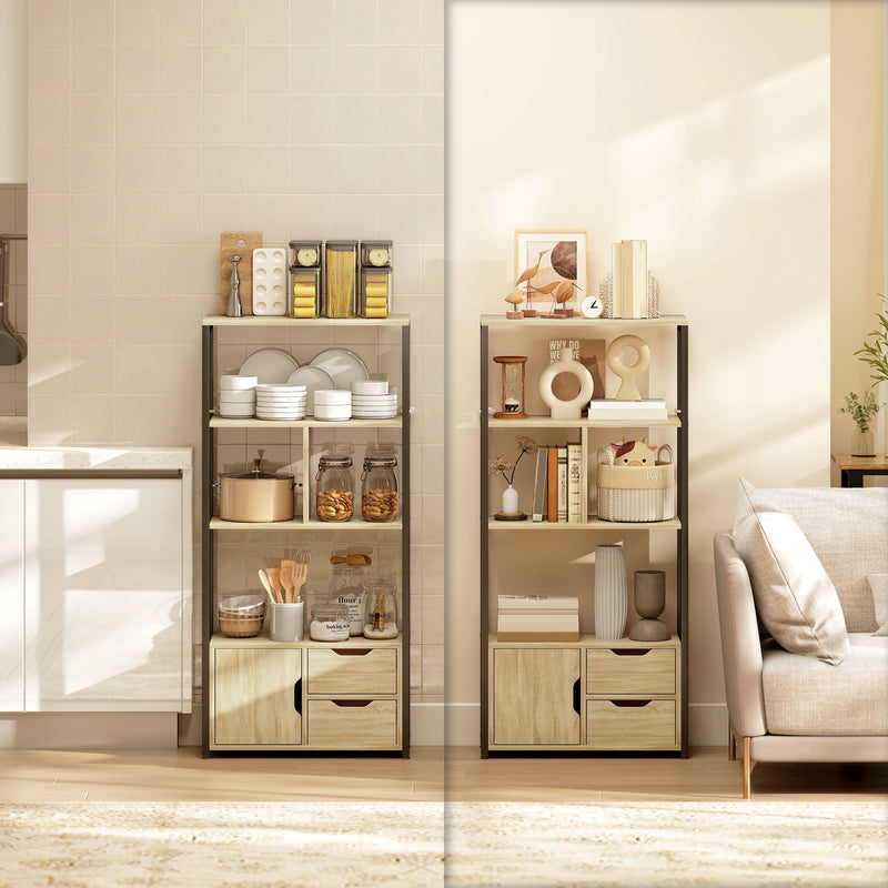 Bookshelf with Shelves Drawers and Cabinet for Compact Storage in Small Spaces Black