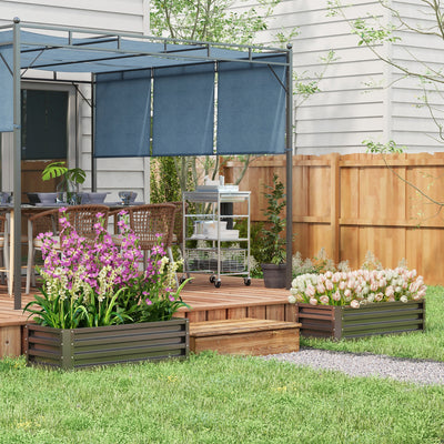 Set of Two Large Steel Raised Garden Planter Boxes Ideal for Vegetables, Dark Grey