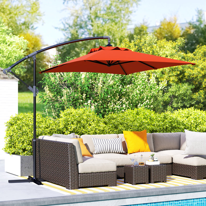 Orange 3m Cantilever Overhanging Parasol with Cross Base by Outsunny