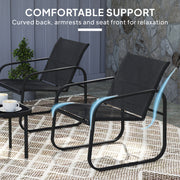 Three Piece Garden Seating Set Black Weather Resistant Patio Furniture by Outsunny