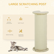 Tall Cat Scratching Post with Sisal Rope and Soft Plush Cover Anti Tip Design Beige