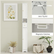 Tall Bathroom Storage Cabinet with Arched Doors for Towels and Toiletries, White