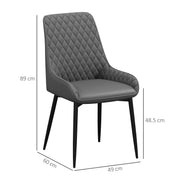 Set of 4 Quilted PU Leather Dining Chairs with Metal Legs for Modern Home Dining Grey