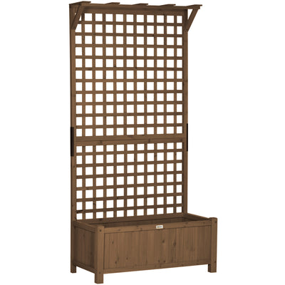 Wooden Raised Garden Bed With Trellis For Climbing Plants And Vegetables, Brown