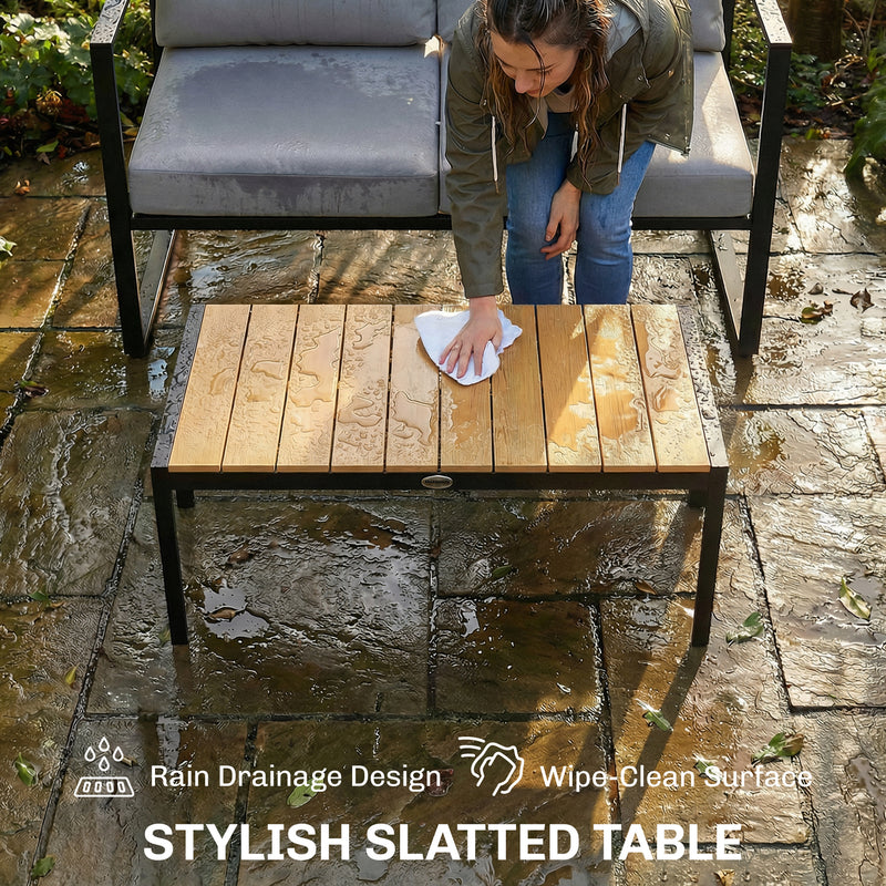 Outdoor Furniture Set with Weatherproof Frame and Quick-Drain Table for Easy Outdoor Relaxing Grey