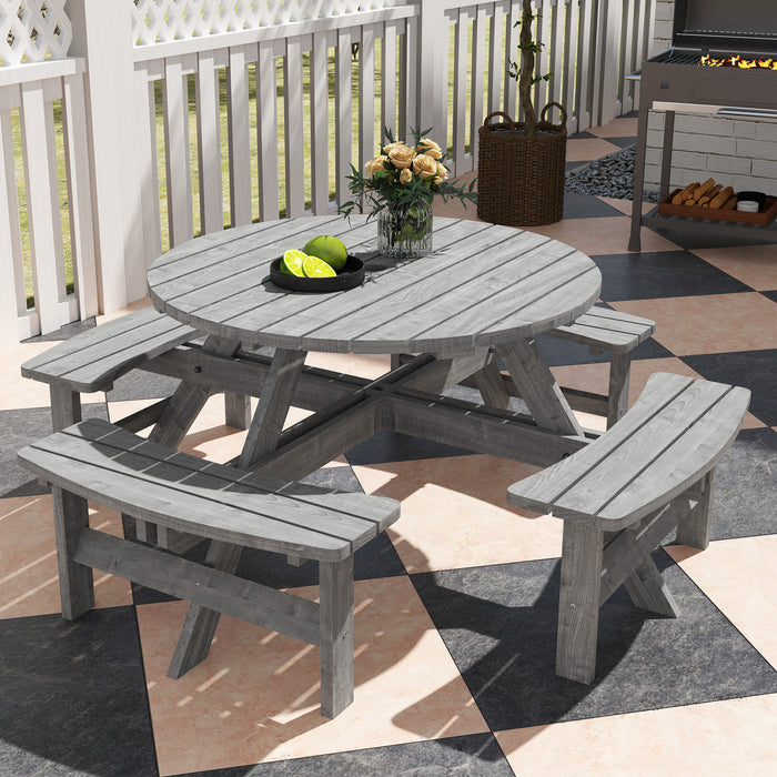 8 Seater Wooden Picnic Table and Bench Set Durable Fir Wood by Outsunny