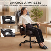 Office Chair with Reclining Back and Pull Out Footrest for All Day Comfort Brown Homcom