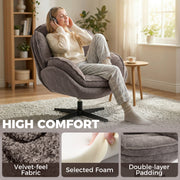 Swivel Accent Chair with Wingback Support for Bedroom or Living Room Comfort Grey AOSOM