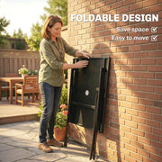 Foldable Square Garden Dining Table with Parasol Hole for Outdoor Meals and Easy Storage, Black Outsunny