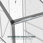 Walk In Polycarbonate Greenhouse With Sliding Door and Rain Gutter For Garden Use Dark Grey