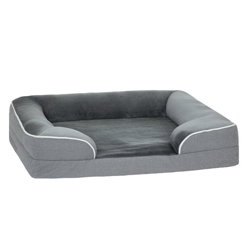 Raised Dog Sofa Bed With Removable Washable Cover Non Slip Base For Small Pets Grey AOSOM