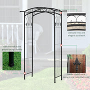 Metal Garden Arch for Climbing Plants and Flowers Outdoor Entryway Structure Black Outsunny