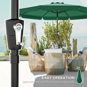 Patio Parasol with Adjustable Tilt for Sun Protection and Easy Use 3m Green AOSOM
