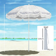 Beach Umbrella with Adjustable Tilt and Carry Bag for Easy Shade Light Grey Outsunny