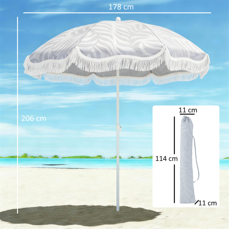 Beach Umbrella with Adjustable Tilt and Carry Bag for Easy Shade Light Grey Outsunny