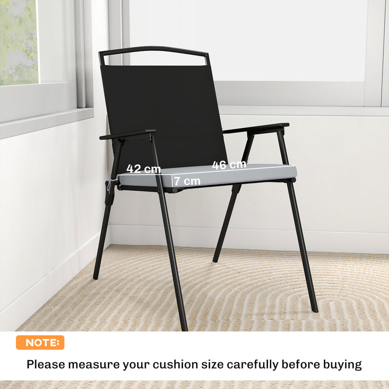 Outdoor Seat Cushions Set of 6 for Garden Chairs with Removable Covers Light Grey AOSOM