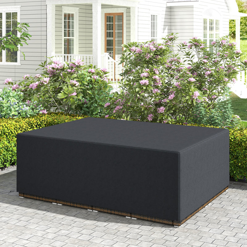 Black Waterproof Garden Furniture Cover 600D Oxford for Rattan Sofa Set 275L x 205W cm by Outsunny