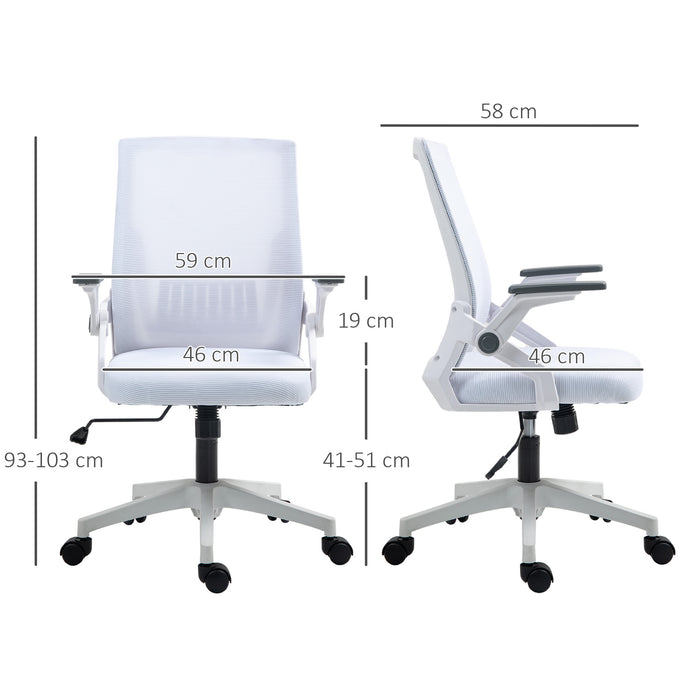 White Mesh Swivel Office Chair with Lumbar Support Ergonomic Design by Vinsetto