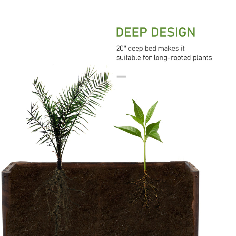 Raised Wooden Garden Planter for Easy Herb and Vegetable Growing Carbonised Finish AOSOM