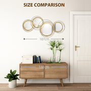 Large Modern Metal Wall Art with Decorative Mirror for Living Room or Bedroom, Gold