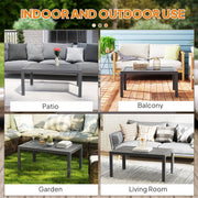 Grey Rectangular Outdoor Side Table with Steel Frame and Slatted Top for Garden by Outsunny