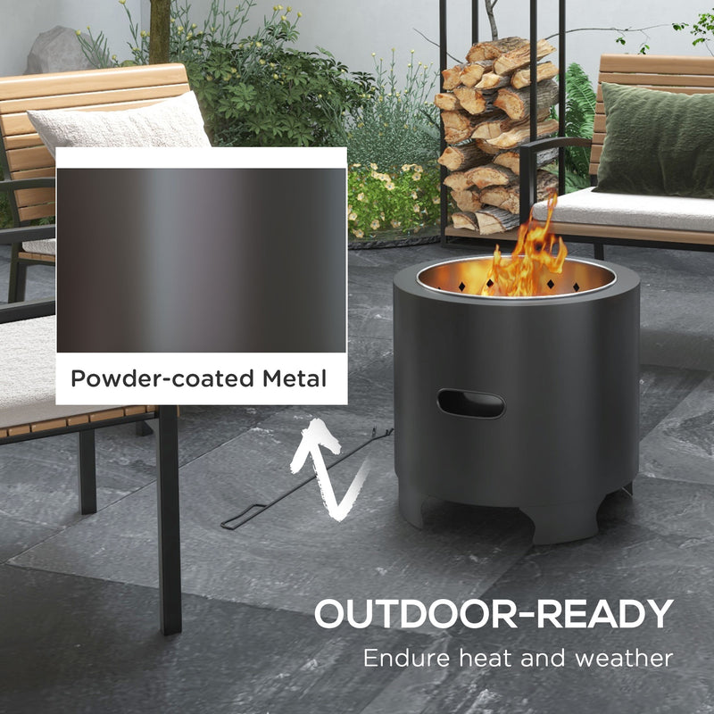 Smokeless 45cm Portable Fire Pit Wood Burning Bonfire Stove With Poker for Garden Camping by Outsunny