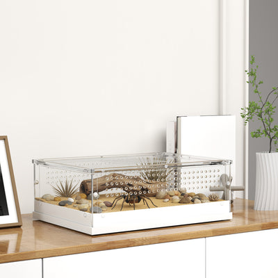 Acrylic Reptile Terrarium With Sliding Top Ventilated Lid for Snake or Gecko Clear AOSOM