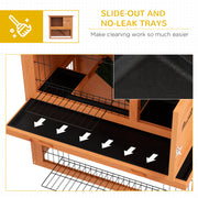 Two Tier Wooden Rabbit Hutch with Outdoor Run Ideal for Guinea Pigs and Bunnies Orange AOSOM