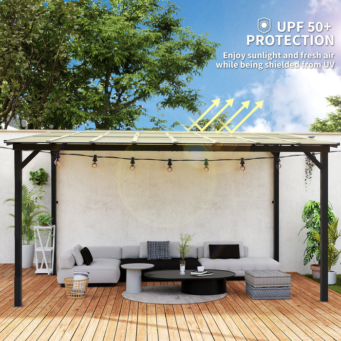 Dark Grey 3 x 4.3m Metal Pergola with Waterproof UPF 50 Polycarbonate Roof by Outsunny