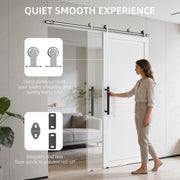 Sliding Door Hardware Kit for Quiet Wood Door Fitting Stainless Steel Silver AOSOM