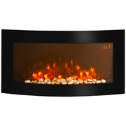 Slimline Wall Mounted Electric Fireplace with Curved Glass and 7 Colour LED Lights