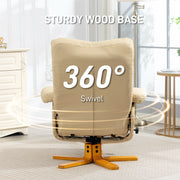 PU Leather Swivel Recliner Chair with Footstool and Storage for Lounge Comfort, Beige