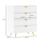 White Four Drawer Elegant Bedside Table with Storage by HOMCOM