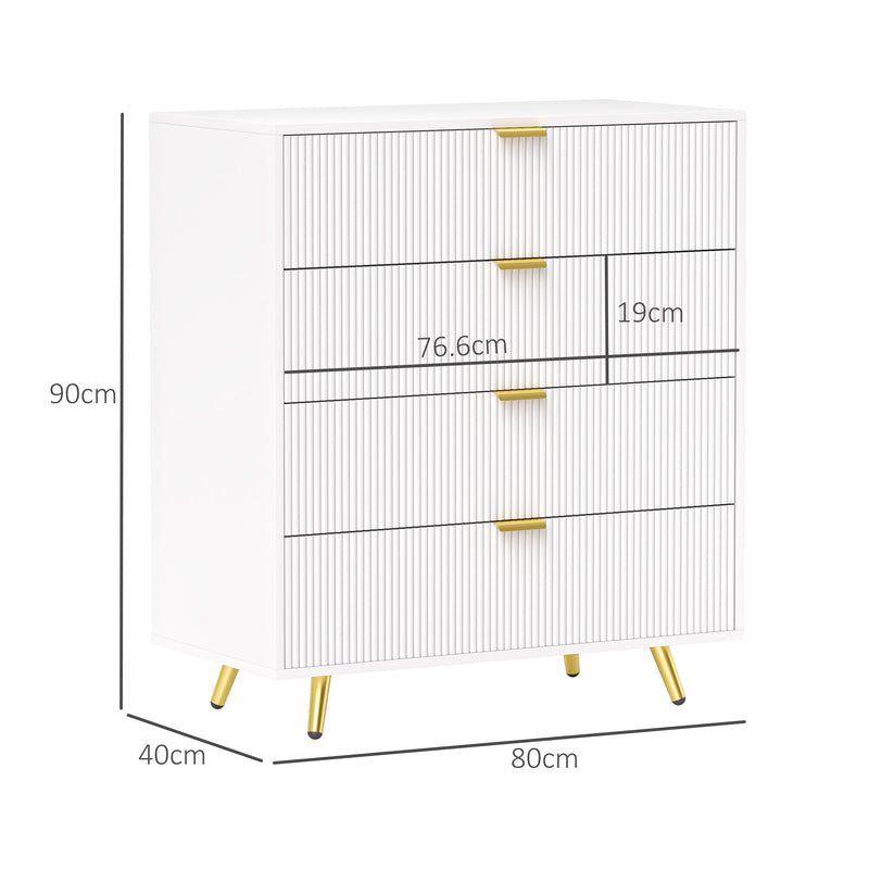 White Four Drawer Elegant Bedside Table with Storage by HOMCOM