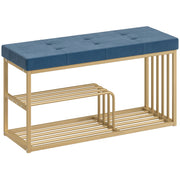 Shoe Storage Bench with Padded Seat for Hallway or Bedroom Organisation Dark Blue AOSOM