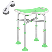 Height Adjustable Padded Shower Stool with U Shaped Seat for Bathroom Comfort Green