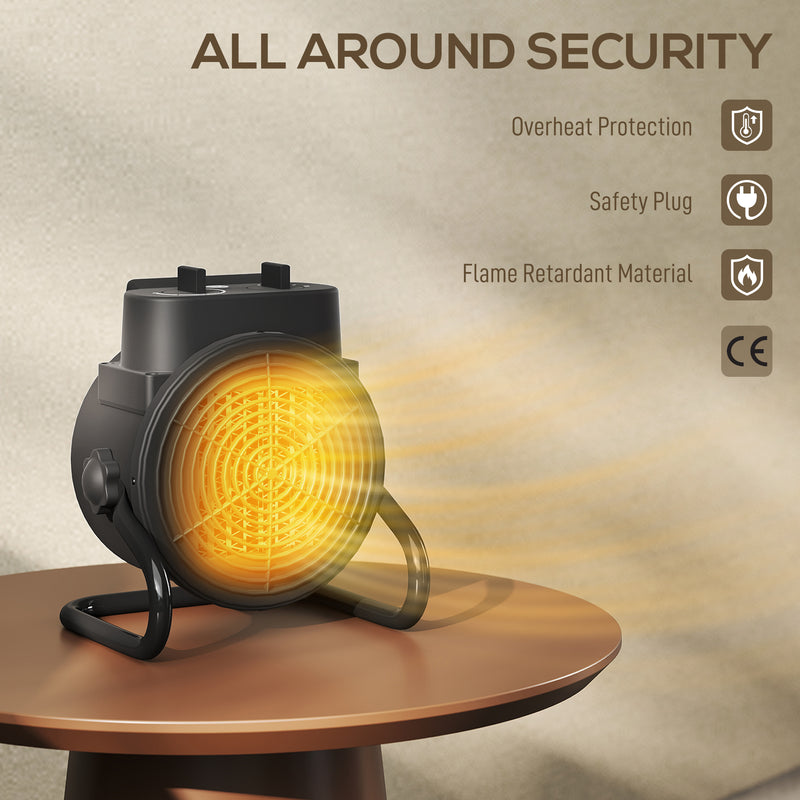 2000W Portable Ceramic Electric Heater With Fan Ideal For Home Or Office Use Black