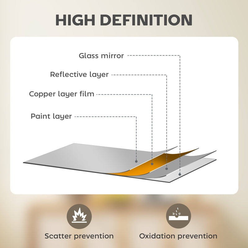Rectangular Wall Mirror for Brightening and Enlarging Rooms Natural Wood Finish AOSOM