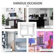White Compact Work Desk with Multi Storage and Wheels by HOMCOM