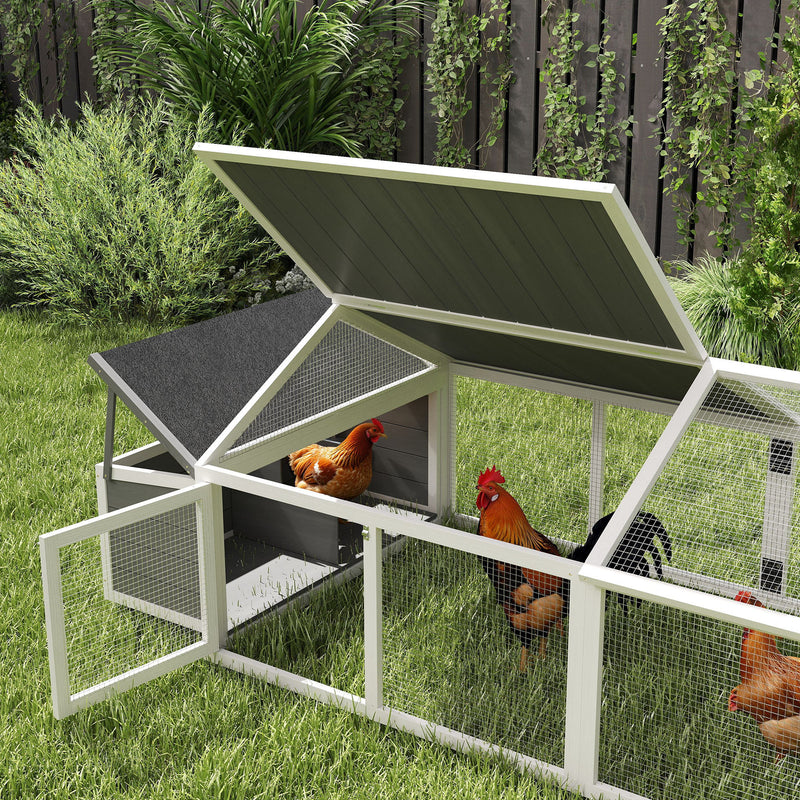 White Wooden Chicken Coop With Nesting Box and Openable Roof for 4-8 Chickens by PawHut