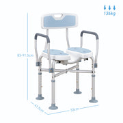 Height Adjustable Aluminium Shower Chair With Padded Seat For Elderly Support, Light Blue
