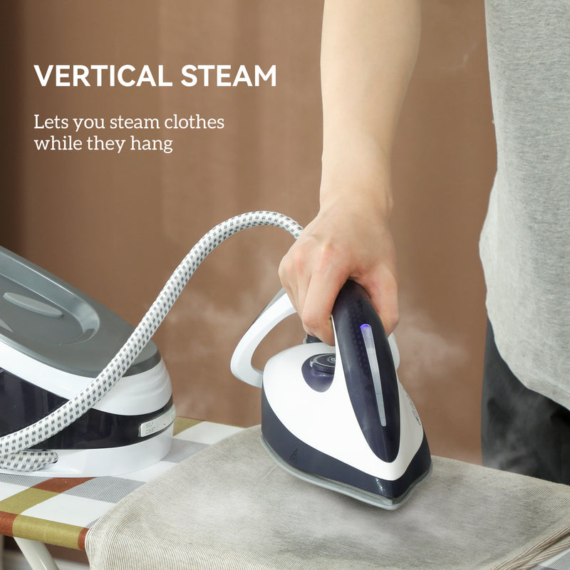Steam Generator Iron with 8 Bar Pressure and 1.5L Tank for Fast Crease Removal, Blue