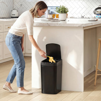 12L Motion Sensor Kitchen Bin with Touchless Opening and Steel Body, Black AOSOM